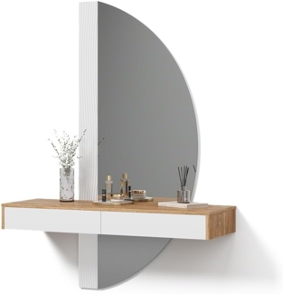 Livinity® Schminktisch Ascona, Weiß/Eiche, 120 cm mit LED Beleuchtung