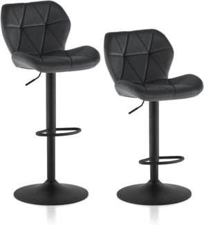 TUKAILAI Barhocker Set mit Rückenlehne - 2er-Set Höhenverstellbare Drehstühle mit gepolsterter Sitzfläche und Fußstütze - Samt Hocker für Küche, Theke, Wohnzimmer, 48 * 52 * 91-111