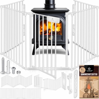 KESSER® Kaminschutzgitter, mit Tür, 420cm Länge, Weiß