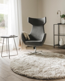 benuta Teppich Whisper, rund, Höhe: 31 mm, Hochflorteppich Wohnzimmer, Schlafzimmer, Esszimmer, Flur, Weich