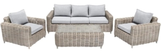 Merando Gartenlounge Set, Polyrattan, beige, für 5 Personen