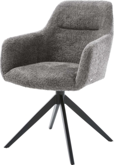 Drehstuhl Pejo-Flex Bouclé Grau Kreuzgestell breit Schwarz 360° drehbar Wippfunktion Taschenfederkern