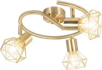 Qazqa LED Aufbaustrahler Mosh, ohne Leuchtmittel, E14, Messing, Modern, Stahl, 3-flammig