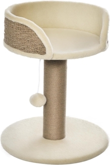 PawHut Kratzbaum 49 cm Katzenbaum, Katzenmöbel mit Spielball, Liegefläche, Kletterbaum für Katzen bis 4 kg, Kaffee