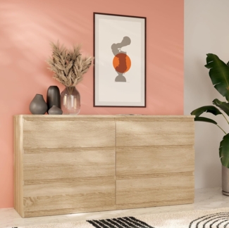 FORTE Kommode Edmore, große Kommode, grifflose Front, Stauraum, 6 Schubladen
