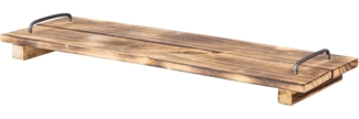 Levandeo® Dekotablett, Tablett Holz L60cm Naturbraun Geflammt Serviertablett Deko Küchen