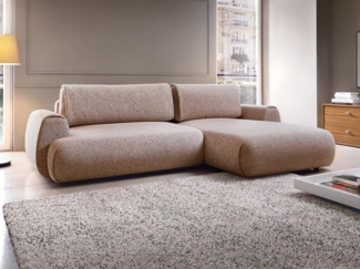Vente-unique - Ecksofa mit Schlaffunktion - Ecke rechts - melierter Stoff - Rosa - MONELIA