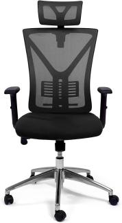 TPFLiving Premium XL Bürostuhl Zeus, ergonomischer Schreibtischstuhl | Inkl. verstellbare Lordosenstütze | Atmungsaktives Mesh-Material | Schwerlast Chefsessel | Belastbar bis 200 kg | Farbe: Schwarz
