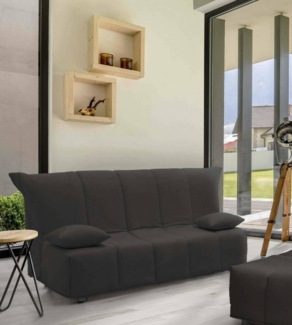 Talamo Italia 2-Sitzer Mina Schlafsofa, Wohnzimmersofa, Trolley-Öffnung, Made in Italy, aus gepolstertem Stoff, mit Kissen enthalten, Cm: 125x90h85, Graue Farbe