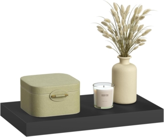 eSituro Wandregal, schwebendes Regal für Wandmontage, Schweberegal Hängeregal Wandbrett im Wohnzimmer Schlafzimmer Küche Badezimmer, schwarz modern, MDF, 50 x 3,8 x 22,9 cm