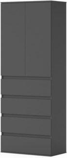 Vicco Kleiderschrank Claus, Anthrazit, 74 x 191.5 cm mit 4 Schubladen