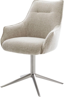 Drehstuhl Alja-Flex mit Armlehnen Webstoff Soft Beige Fußkreuz Edelstahl 360° drehbar Wippfunktion Taschenfederkern