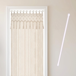 Cozyor Vorhang Makramee 132x200 cm mit Vorhangstange 70-120 cm, Boho Gardine (1 St), Ösen, Baumwolle, Raumteiler beige Driftwood, Boho Wandteppich, Türvorhang handgemacht