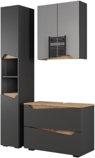 Badmöbel-Set Marelle Anthrazit 3 Teile mit Hochschrank Vicco