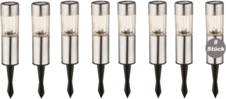 Solarleuchte Garten 8er Set Wegeleuchte Edelstahl Solarlampe Außen Leuchte Solar