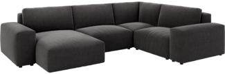 Wohnlandschaft Lanzo L 330x230 cm Mikrofaser Schwarz Recamiere variabel