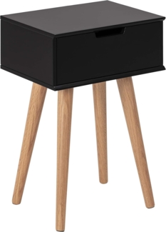 AC Design Furniture Mariela Nachttisch, H: 61,5 x B: 40 x T: 30 cm, Schwarz/Eiche, Metall, 1 Stk.