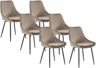 Vente-unique - Stuhl 6er-Set - Samt & Schwarzes Metall - Taupe - MASURIE