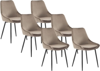 Vente-unique - Stuhl 6er-Set - Samt & Schwarzes Metall - Taupe - MASURIE