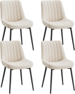 COLAMY Samt Esszimmerstühle 4er Set – Gepolsterte Stühle für Esszimmer & Küche mit Metallbeinen, Dickem Sitzpolster & Rutschfesten Füßen, Beige