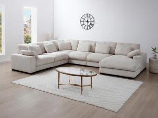 Vente-unique - Große Wohnlandschaft - Ecke rechts - Cord - Beige - RIADOPI