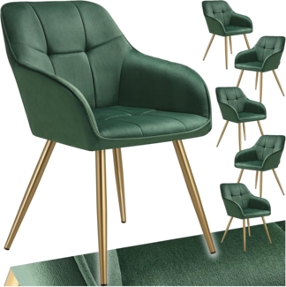 tectake Esszimmerstuhl Stuhl Marilyn, Samtoptik, gesteppt (Set, 6 St), Extra weicher Samtbezug mit elegantem Steppmuster