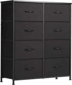 SURFOU Kommode mit Schubladen, Schrank mit 8 Stoffschubladen, Schubladenschrank Schwarz 30cm tief, 80cm breit, Metallrahmen, Flur Möbel für Wohnzimmer, Schlafzimmer, Flure, Eingänge, Kindergärten