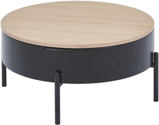 Vente-unique - Couchtisch mit hochklappbarer Tischplatte - MDF & Metall - Schwarz & Natur - NIMORA