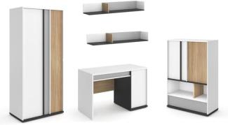 Jugendzimmer-Set Imola 5-teilig weiß graphit grau Salisbury Eiche