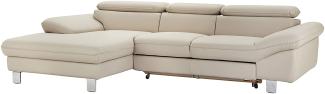 Mivano Ecksofa Driver mit Recamiere links, Ledercouch mit Bettfunktion und Bettkasten / Inkl. verstellbare Kopfstützen, 268 x 73 x 169, Kunstleder, Hellbraun