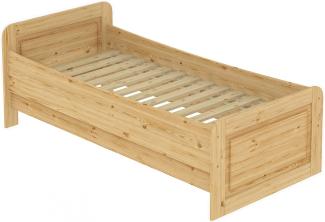 Erst-Holz Seniorenbett extra hoch mit Rollrost, Massivholz Kiefer, 100x200