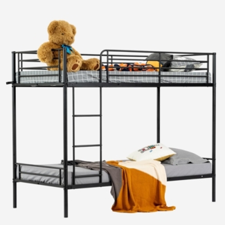 MEUBLE COSY Etagenbett Für 2 Kinder, Bettgestell 90x190 cm, Bettrahmen mit Lattenroste, aus Metall, für Schlafzimmer, Haus, Schwarz