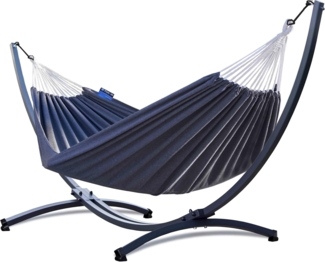 Potenza Hängematte mit Gestell – 220kg für 2 Personen, Hängematte- 220x160, 200kg, Cocoon XXL Grau