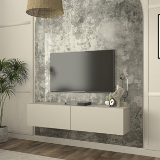 TV-Lowboard hängend Nolven 135 x 32 x 30 cm Graubeige [en. casa]
