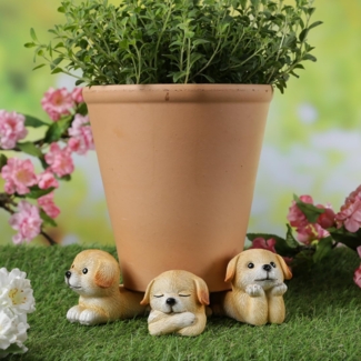 MARELIDA Blumentopfuntersetzer Blumentopffüße niedliche Hunde Pflanzkübel Untersetzer Kübelfüße 3St, 3-tlg.
