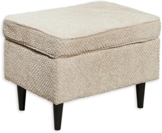 OSKAR Fußhocker gepolstert, Ivory - Vintage Polsterhocker für Sessel, Couch und Sofa - 63 x 43 x 42 cm (B/H/T)