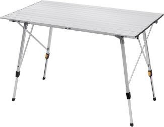 WOLTU Alu Campingtisch klappbar, Falttisch Höhenverstellbar mit Tragetasche & aufrollbarer Tischplatte, Klapptisch Reisetisch 4-6 Personen, für Camping Garten Balkon, 120 * 68. 5cm, Silber