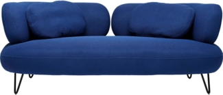 Kare Design Sofa Peppo 2-Sitzer, Blau, Pflegeleicht, Weich, Kuschelsofa, Couch, Loveseat, Wohnzimmer, Stahlfüße, Teilzerlegt, 72x182x95 cm (H/B/T)