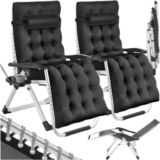 tectake Gartenstuhl 2er Set Sonnenliege (Komplettset, 2 St), klappbar
