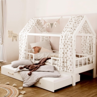 Puckdaddy 'Carlotta' Hausbett mit Unterbett, 90x200 cm, weiß