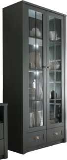 Vitrine Forres in grün Landhaus 90 x 197 cm