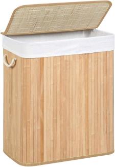 Songmics Wäschekorb, Bambus Naturfarben, 100L / 51,5 x 31,5 x 60,5 cm