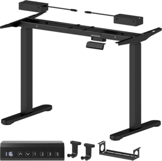 HOMCOM Schreibtisch Gestell mit 2 Motoren & 3 Speicher-Steuerung (Elektrisches Tischgestell, 1-St, Höhenverstellbare Schreibtischbeine), mit Kollisionsschutz Schwarz