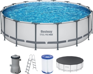 Steel Pro MAX™ Frame Pool Komplett-Set mit Filterpumpe Ø 457 x 122 cm, lichtgrau, rund