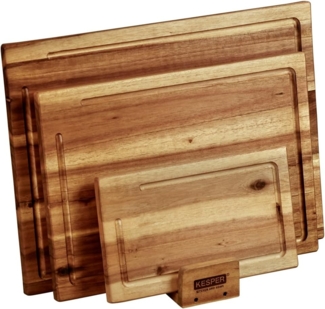 KESPER® Schneidebrett 3er Set Schneidebrett inkl. Ständer, Akazienholz, (Set, 4-St), aus FSC-zertifiziertem Akazienholz
