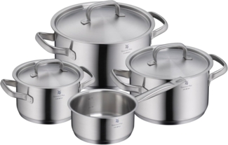 WMF Topf-Set Gourmet Plus, Cromargan® Edelstahl Rostfrei 18/10 (Set, 7-tlg), Mattiert, Hohlgriffe, Innenskalierung, breiter Schüttrand