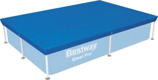 Bestway Poolabdeckung Flowclear rechteckig, Polyethylen blau, 221x150 cm