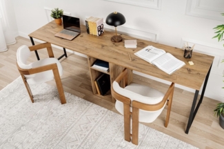 Contemporary and Practical Study Desk, Atlantic Pine, Black, 240 x 74 x 60 | 100% Melamine Coated Particle Board| Perfect for Modern Home Office & Study Spaces, Elegant and Functional Design