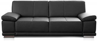 CAVADORE 2,5-Sitzer Sofa Corianne / Kleine Echtleder-Couch im modernen Design / Mit Armteilverstellung / 192 x 80 x 99 / Echtleder schwarz