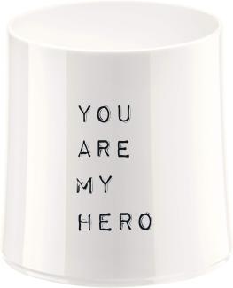 Koziol Cheers No. 2 Your Are My Hero Glas mit Druck, Cocktailglas, Trinkbecher, Trinkglas, Kunststoff, Cotton White, 250 ml, 3413525